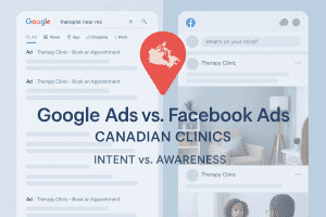 Comparison of Google and Facebook Ads for Canadian therapists in 2025.