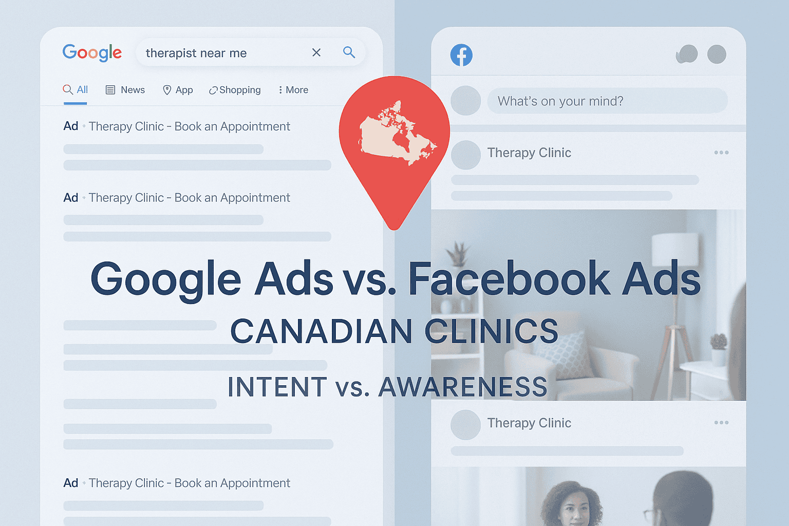 Comparison of Google and Facebook Ads for Canadian therapists in 2025.